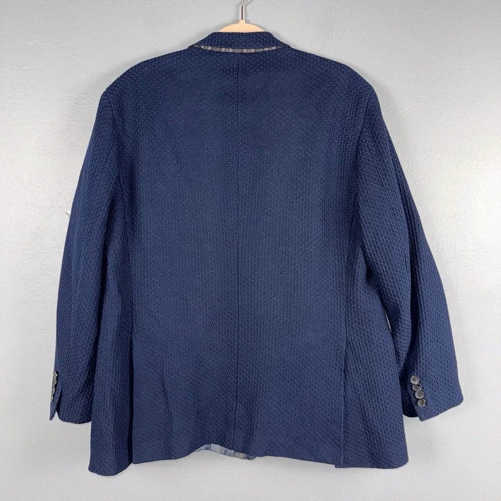 Etro Roma Navy Textured Cotton Knit Blazer Mens EU 54 (US 44) Classic